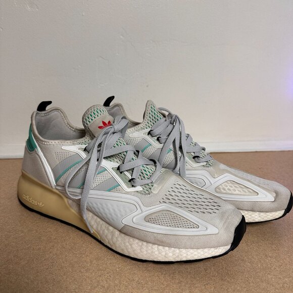 Adidas ZX 2K Boost Gray Hi-Res Green 2020 - Size 12.5 - Picture 2 of 6